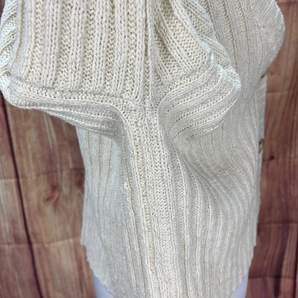American eagle cotton blend long sleeve off white cardigan sweater womenโs S - Picture 9 of 15